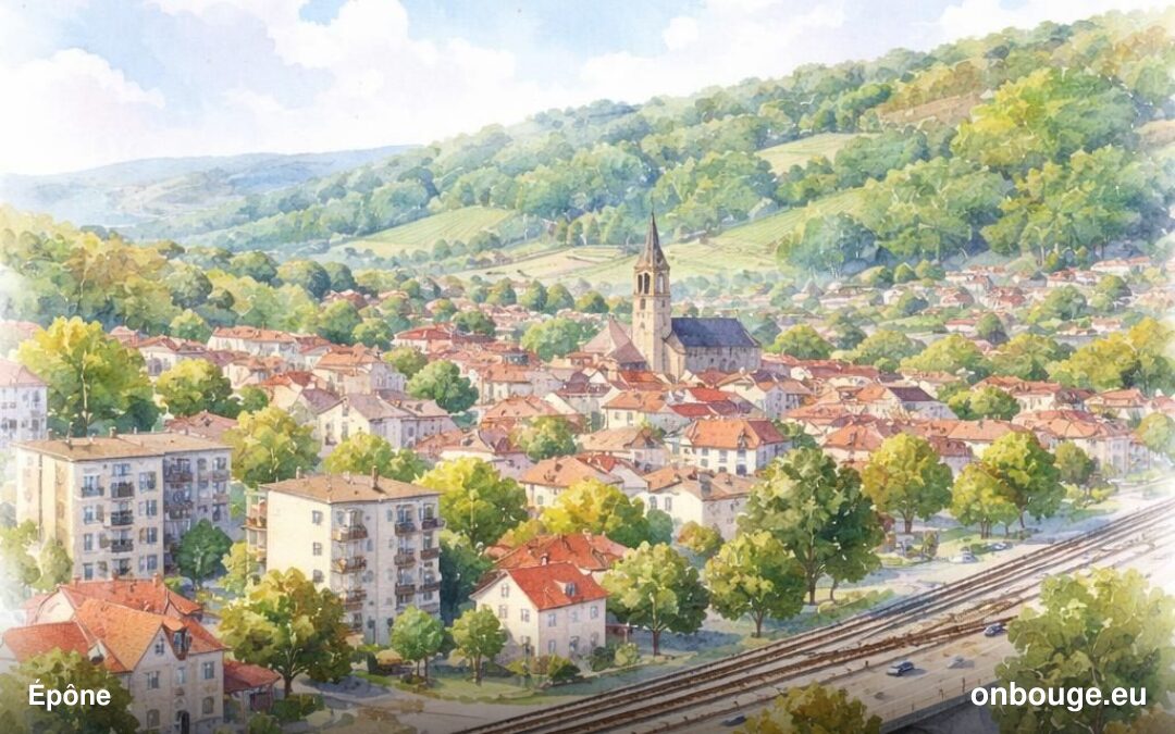 Aquarelle d'Épône, sa vallée de la Seine entre Mantes et Poissy