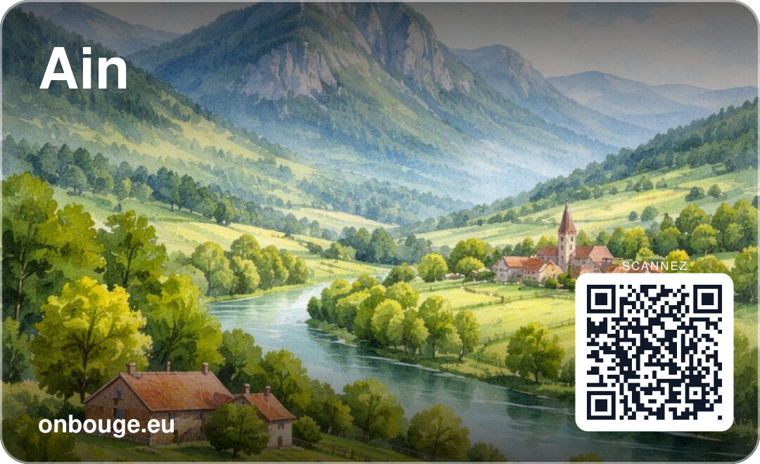 Aquarelle Ain — carte OnBouge avec QR