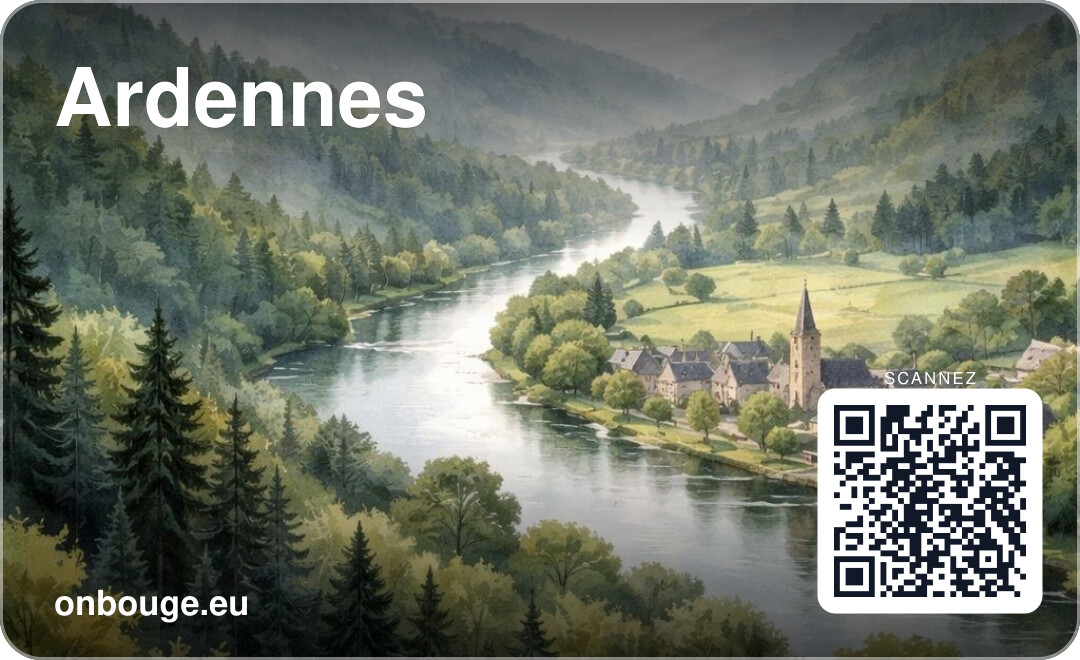 Aquarelle Ardennes — carte OnBouge avec QR