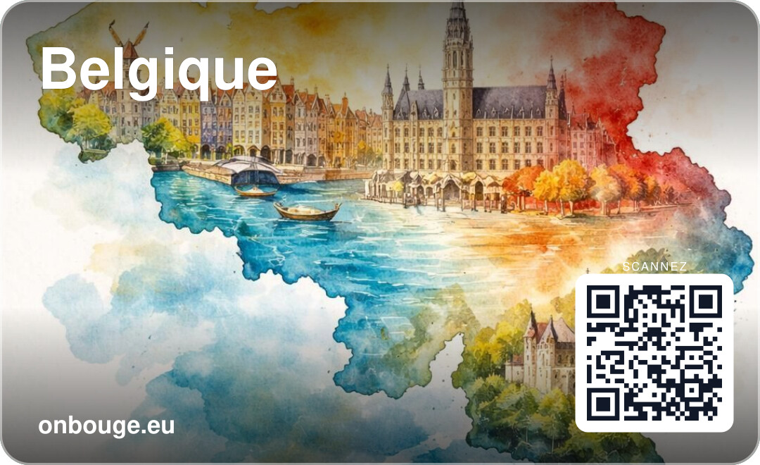 Aquarelle de la Belgique — carte OnBouge avec QR