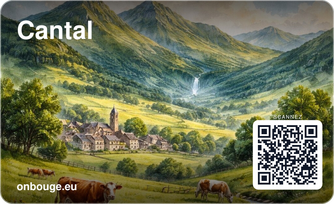 Aquarelle Cantal — carte OnBouge avec QR