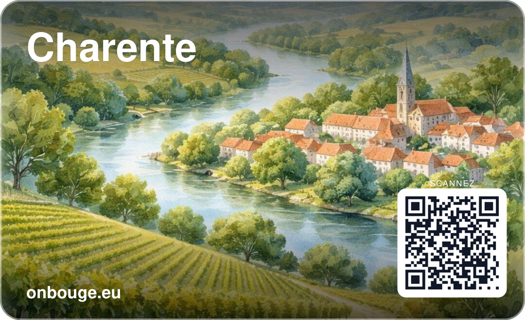 Aquarelle Charente — carte OnBouge avec QR