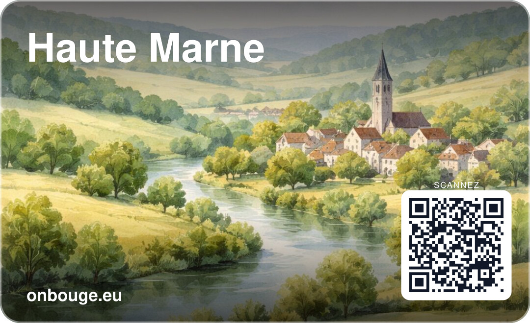 Aquarelle Haute-Marne — carte OnBouge avec QR