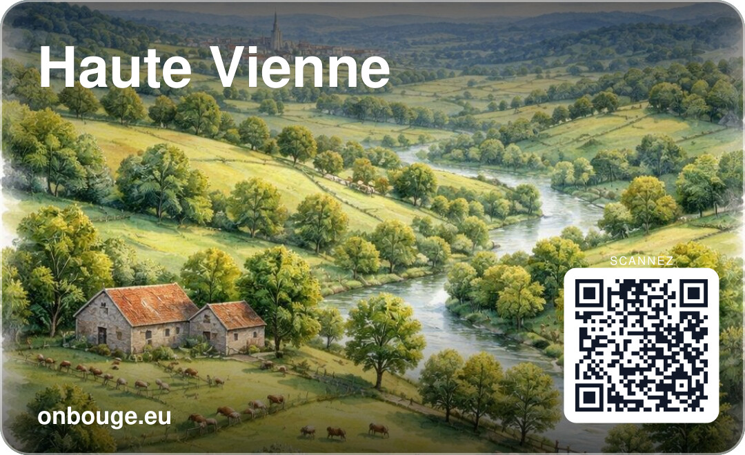 Aquarelle Haute-Vienne — carte OnBouge avec QR