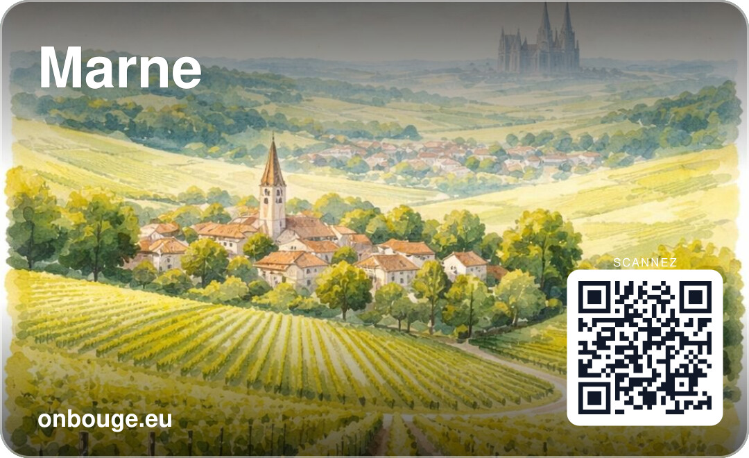 Aquarelle Marne — carte OnBouge avec QR