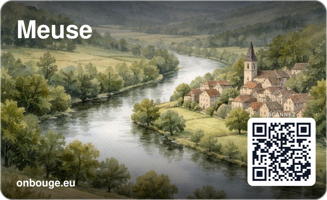 Aquarelle Meuse — carte OnBouge avec QR