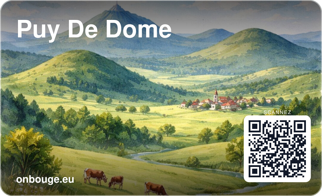 Aquarelle Puy-de-Dôme — carte OnBouge avec QR