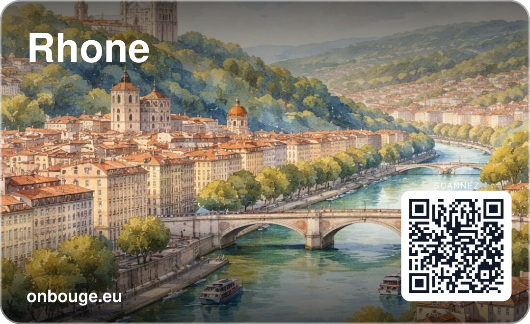 Aquarelle Rhône — carte OnBouge avec QR