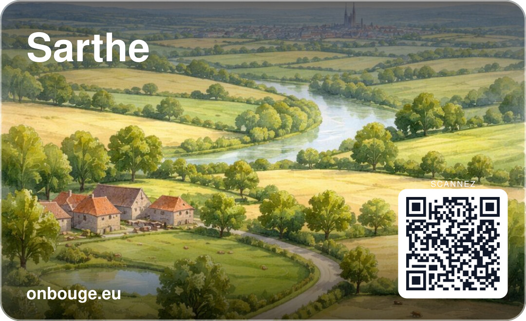 Aquarelle Sarthe — carte OnBouge avec QR