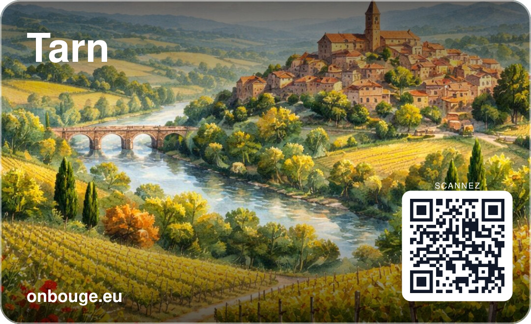 Aquarelle Tarn — carte OnBouge avec QR