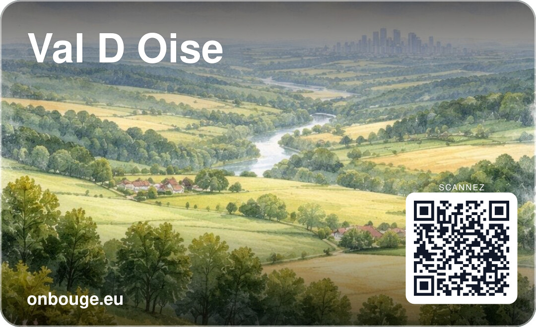 Aquarelle Val-d'Oise — carte OnBouge avec QR