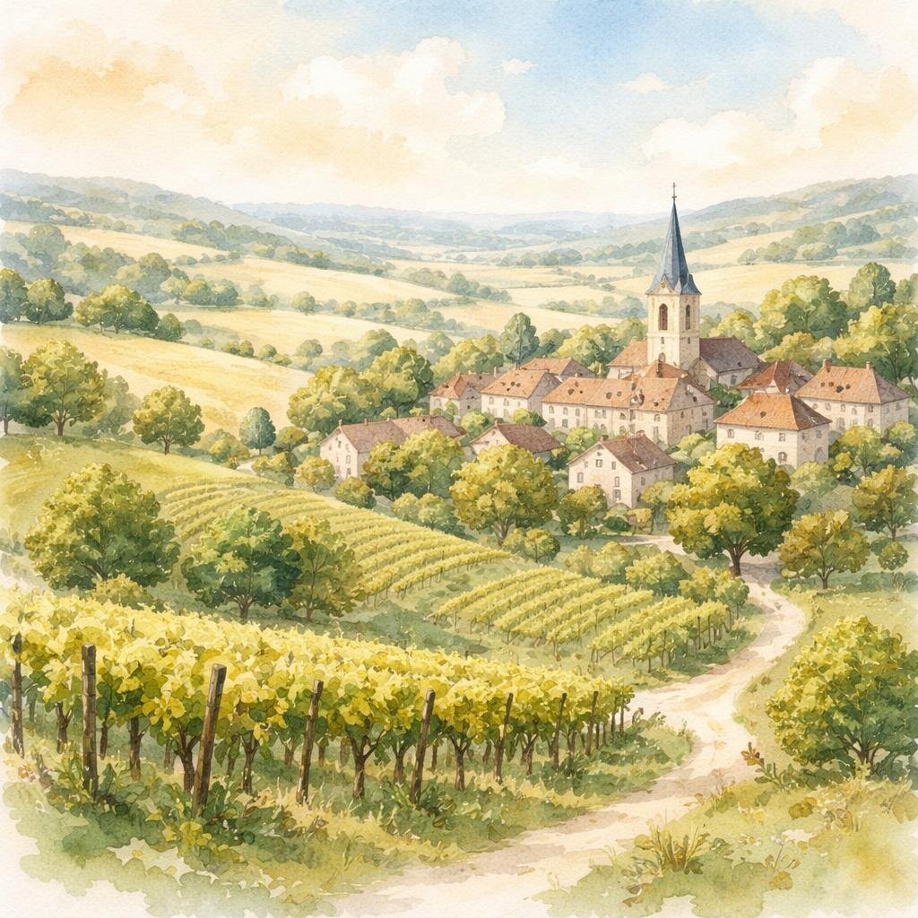 Yonne — illustration départementale (aquarelle de la ville à venir)