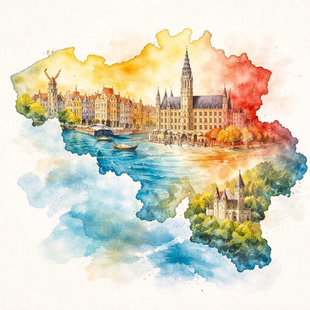 Aquarelle de la Belgique
