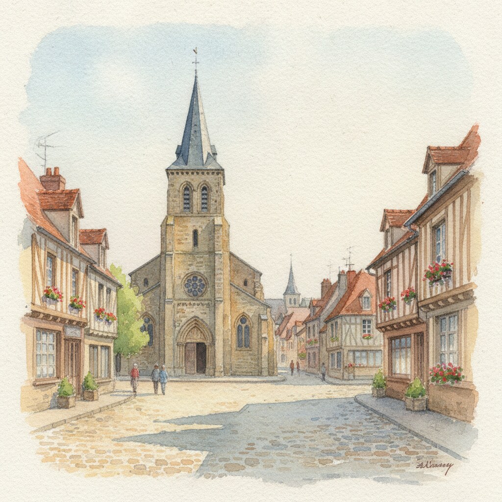 Beaumont-le-Roger — aquarelle — France