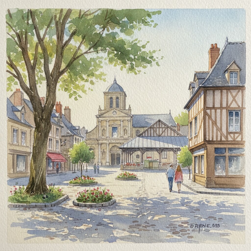 Bernay — aquarelle — France