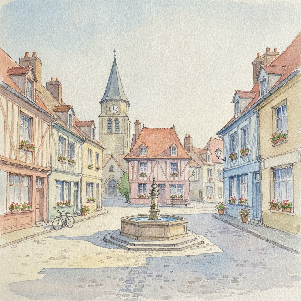 Bourg-Achard — aquarelle — France