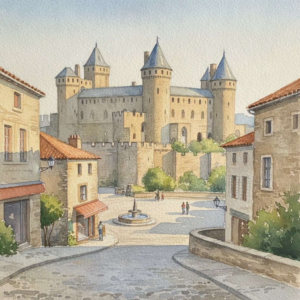 Carcassonne — aquarelle — France