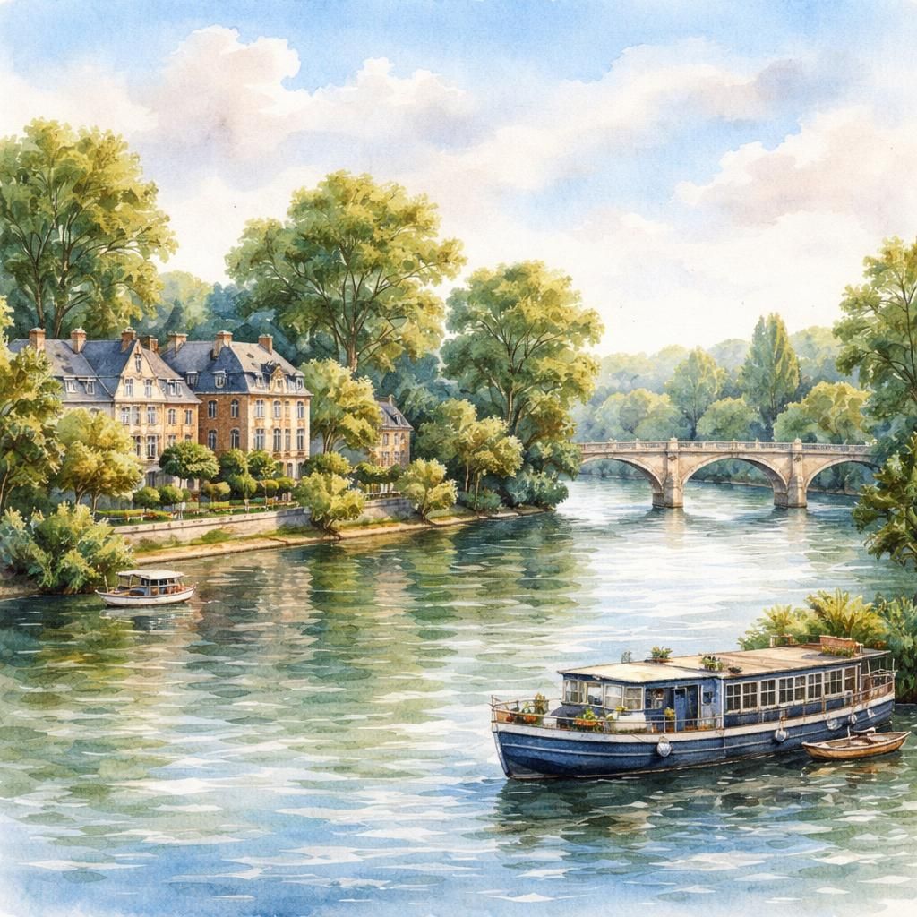 Chatou — aquarelle — France
