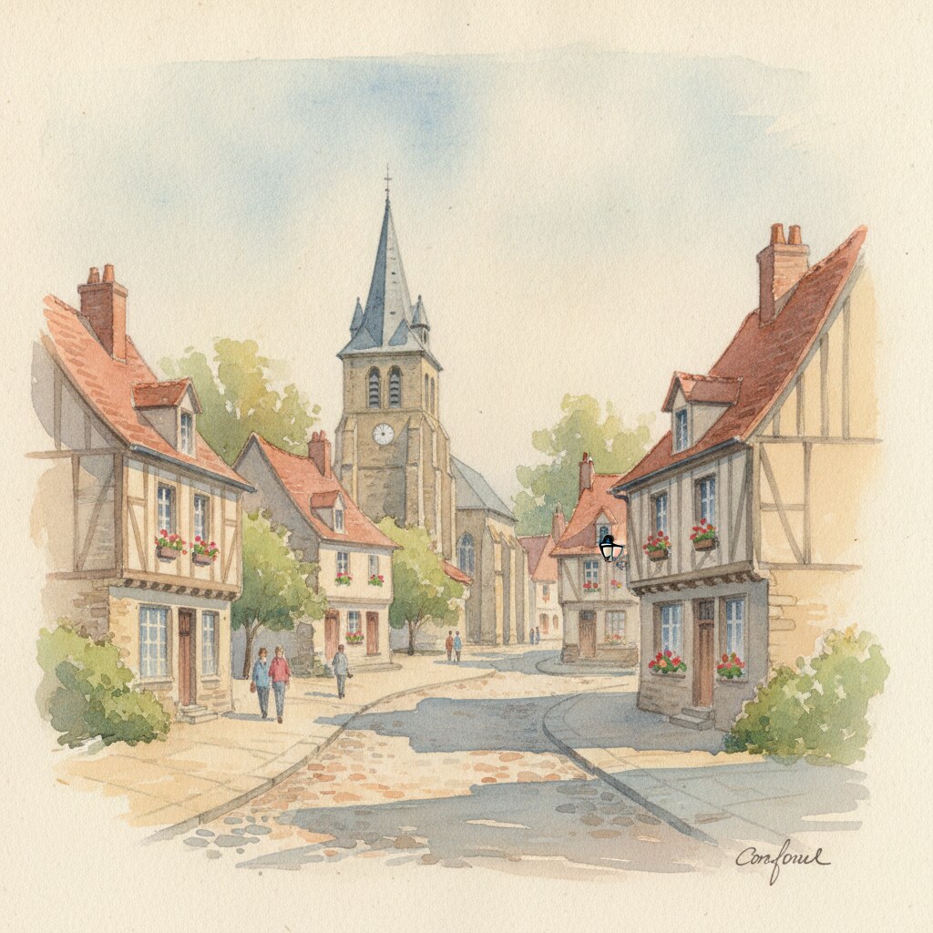 Conches-en-Ouche — aquarelle — France