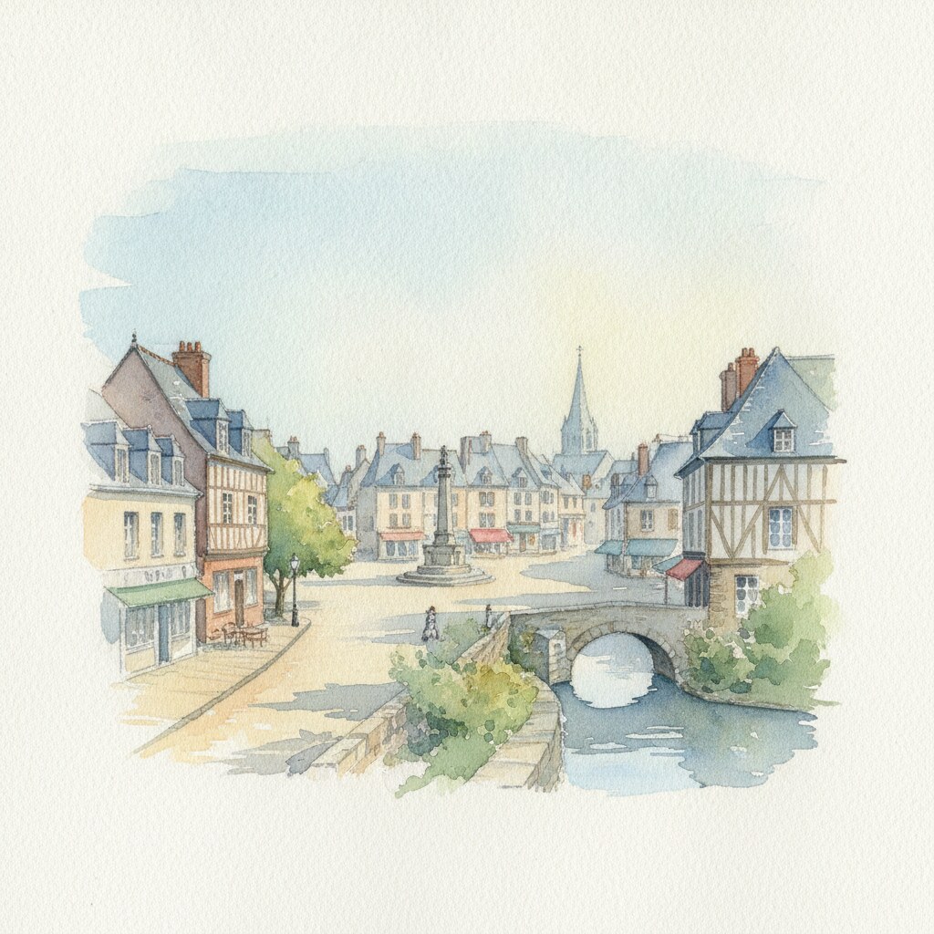 Condé-sur-Vire — aquarelle — France