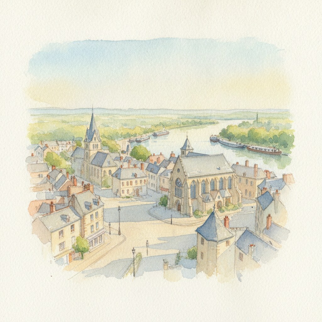 Conflans-Sainte-Honorine — aquarelle — France