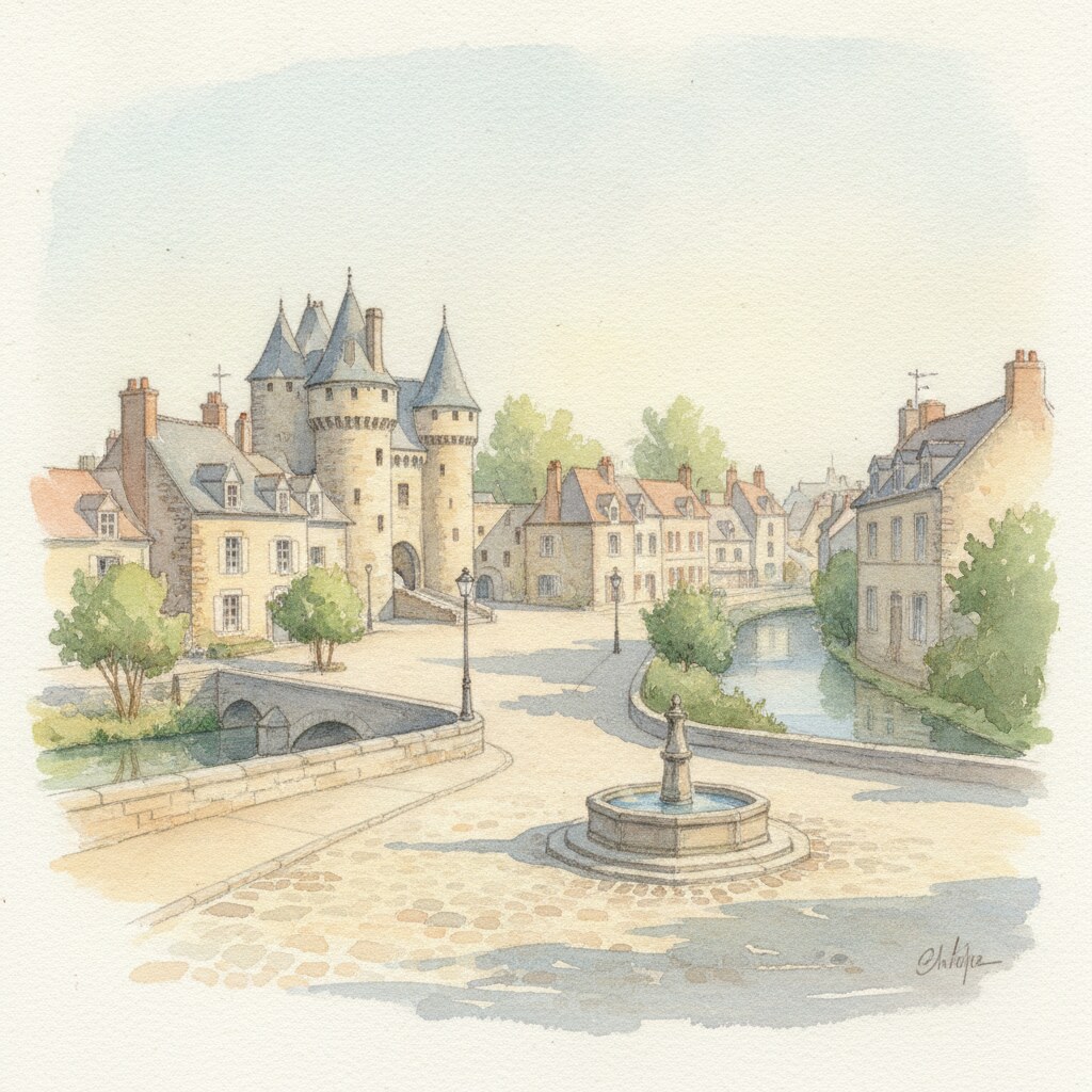 Creully sur Seulles — aquarelle — France