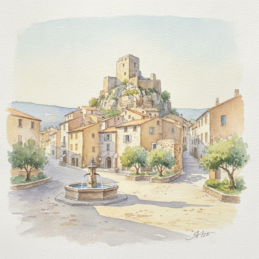 Èze — aquarelle — France
