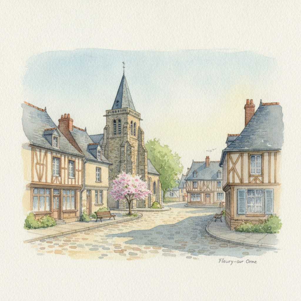 Fleury-sur-Orne — aquarelle — France