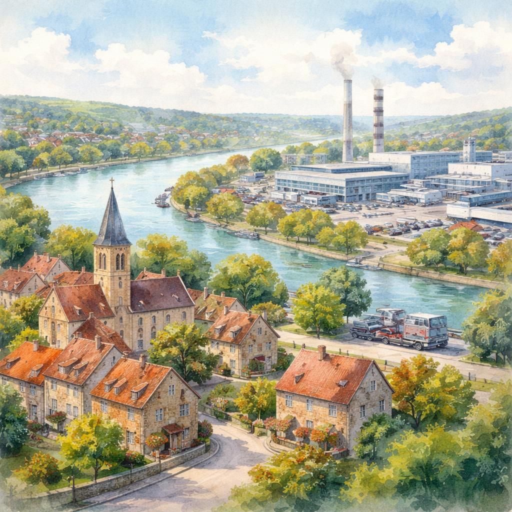 Flins-sur-Seine — aquarelle — France