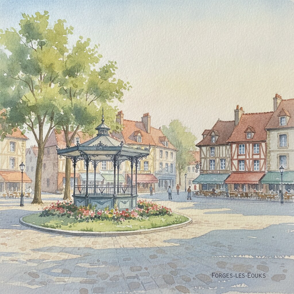 Forges-les-Eaux — aquarelle — France