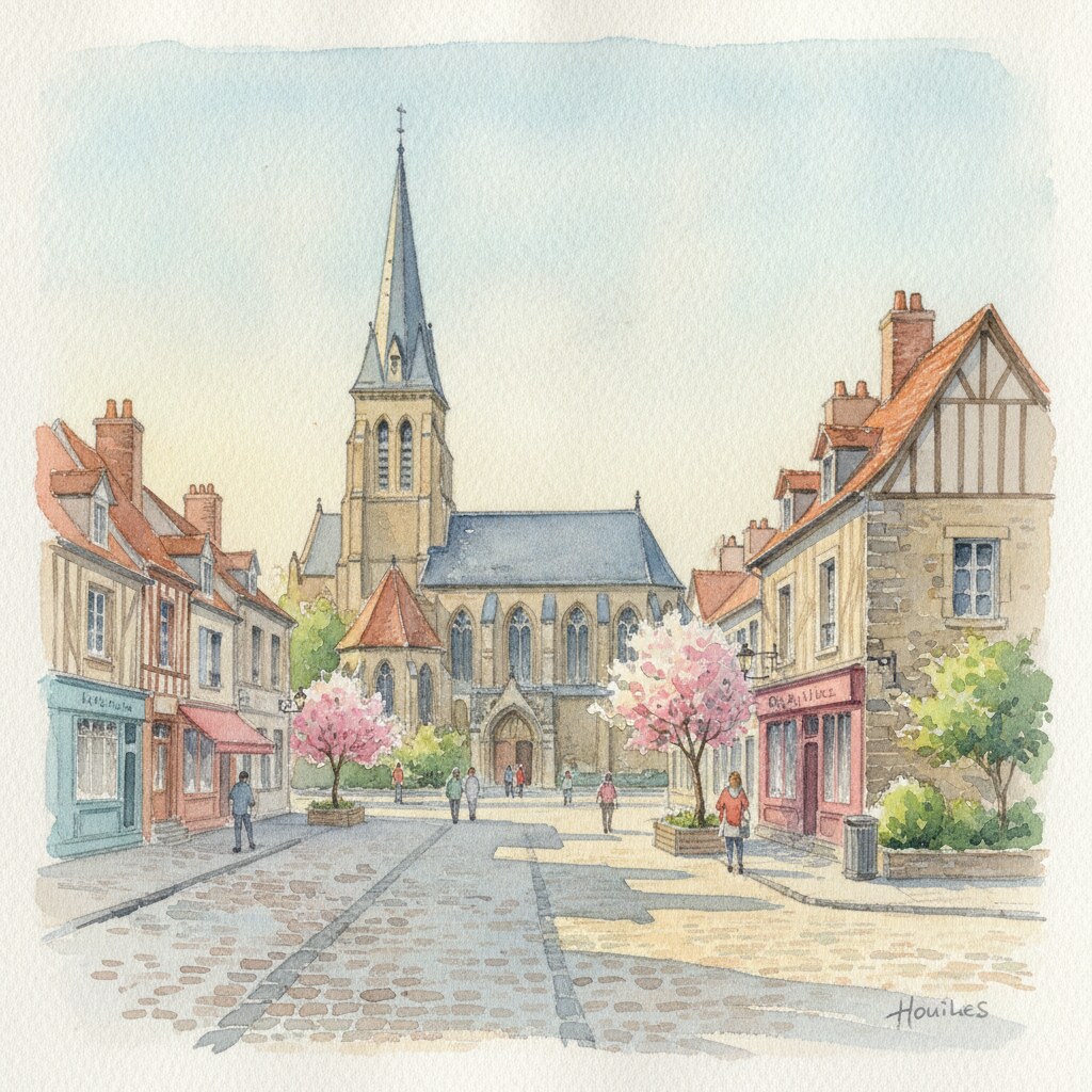 Houilles — aquarelle — France