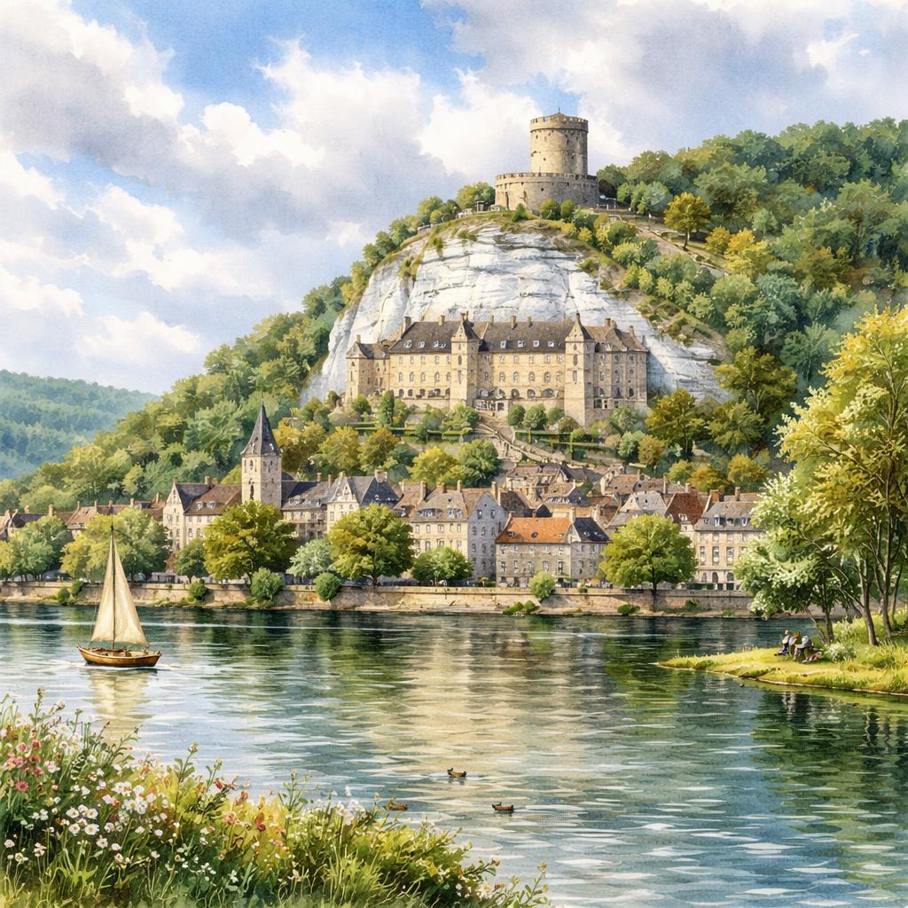 La Roche-Guyon — aquarelle — France