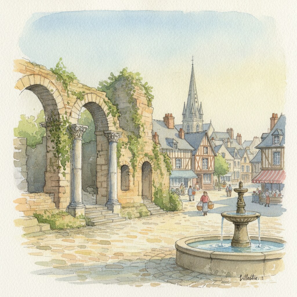 Lillebonne — aquarelle — France