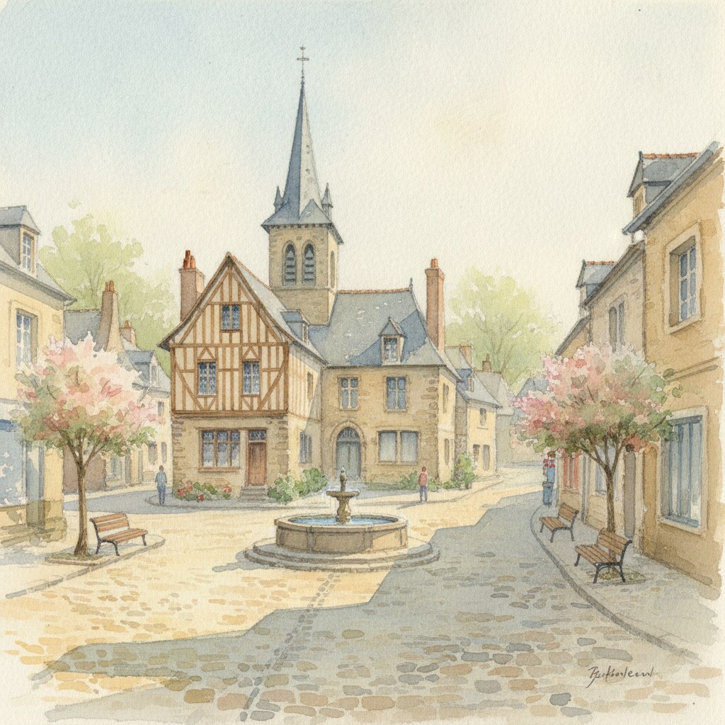 Mesnils-sur-Iton — aquarelle — France