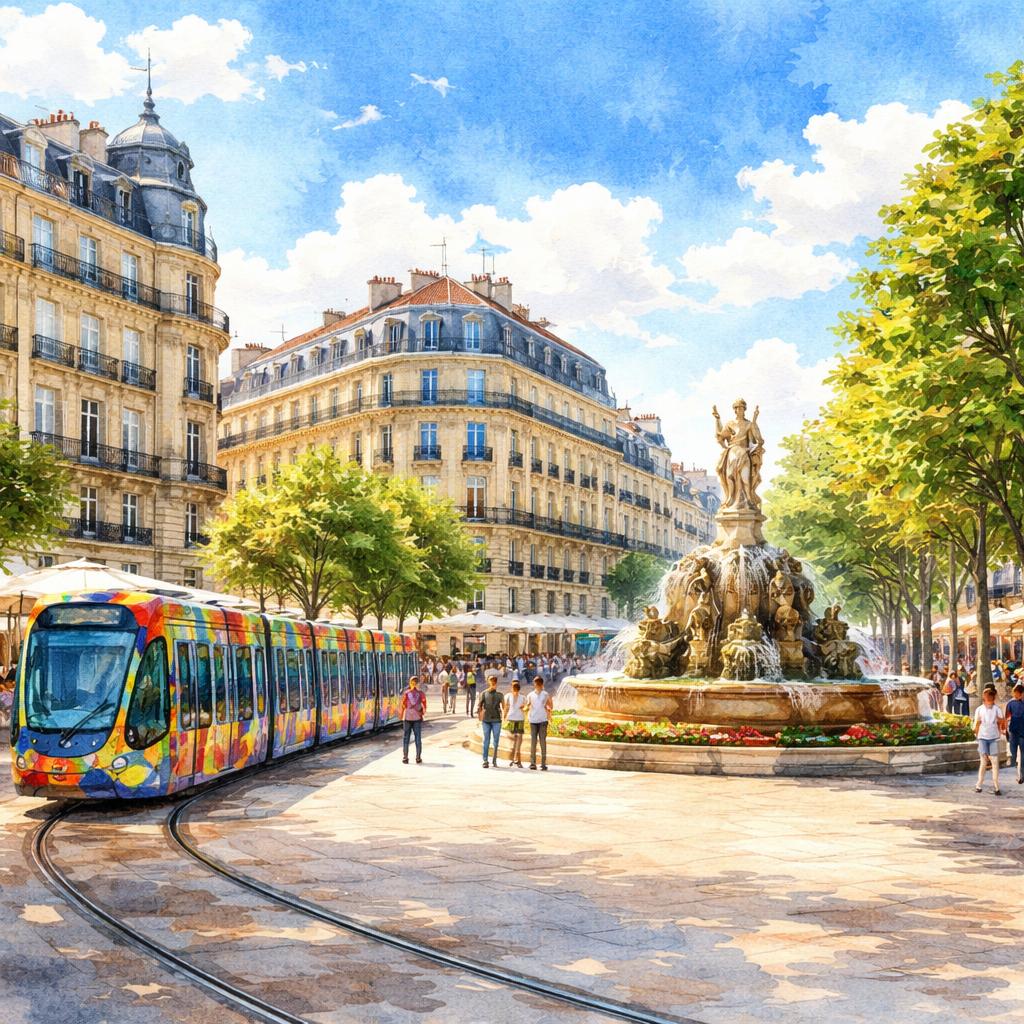 Montpellier — aquarelle — France