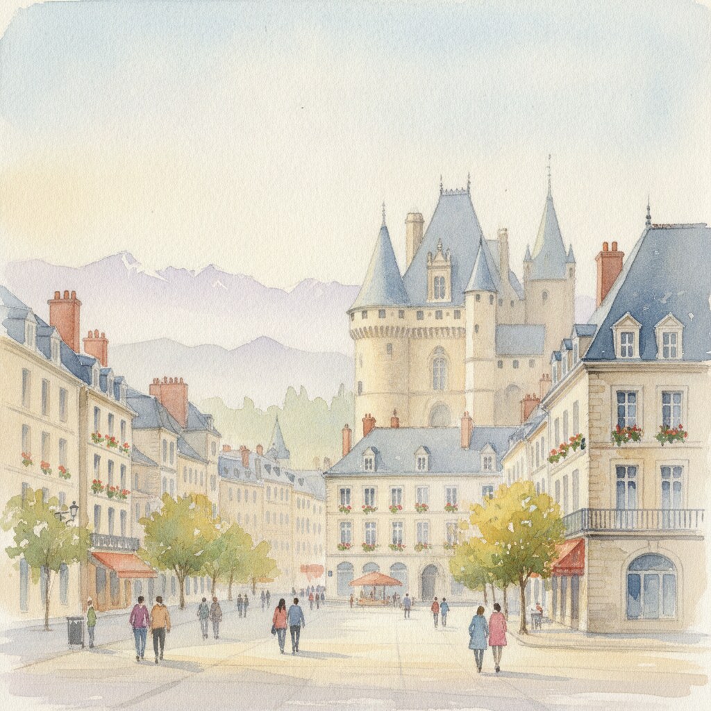 Pau — aquarelle — France