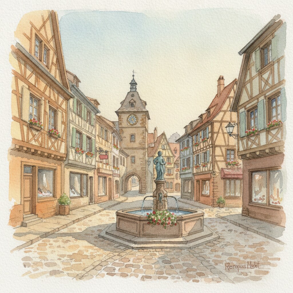 Riquewihr — aquarelle — France