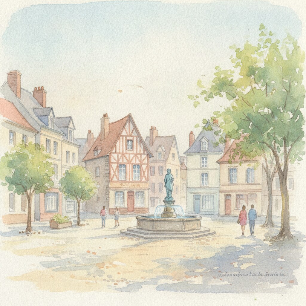 Rives-en-Seine — aquarelle — France