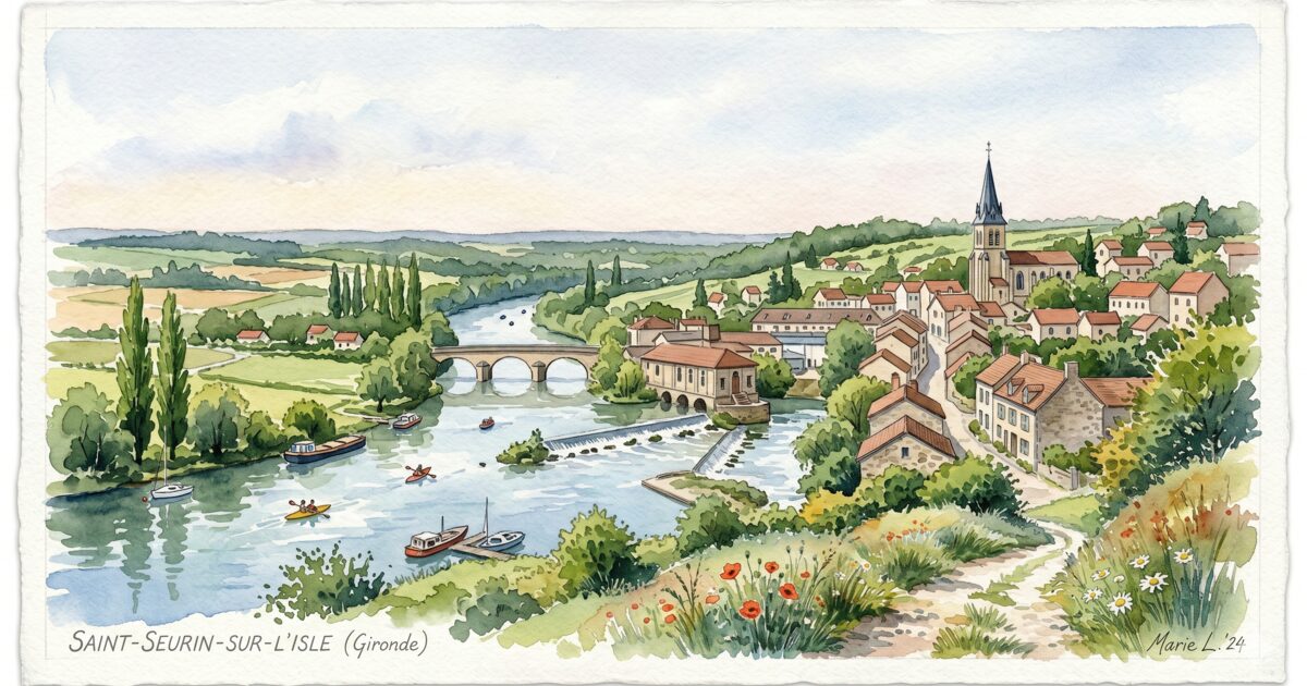 Saint-Seurin-sur-l'Isle — aquarelle — France