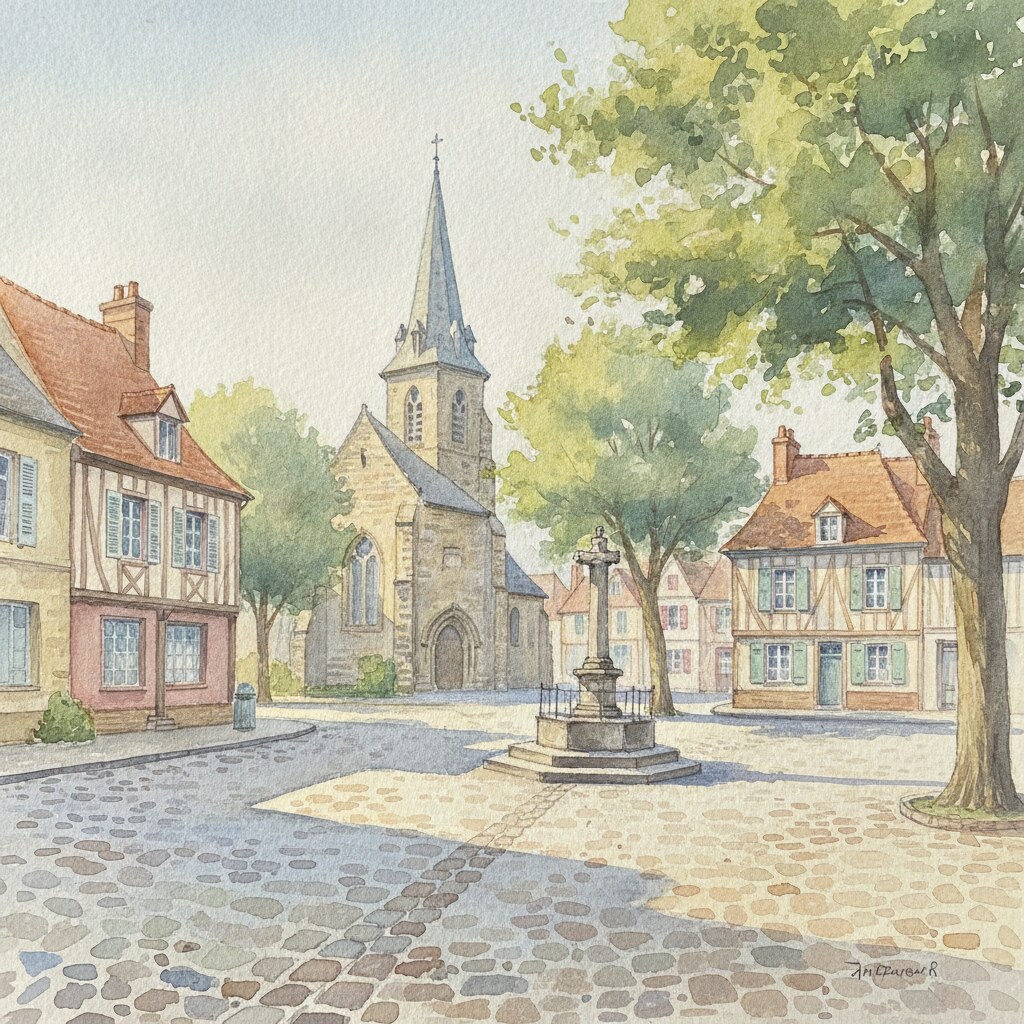 Troarn — aquarelle — France