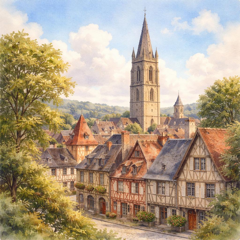 Verneuil-sur-Avre — aquarelle — France